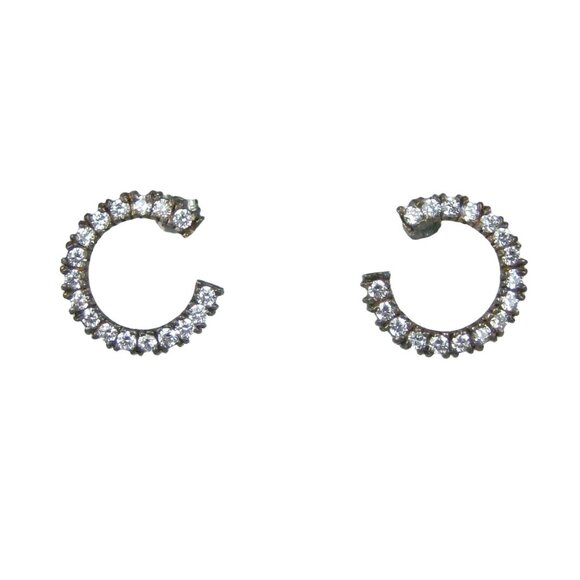 Crislu Sterling Silver Earrings 925 Hoop C USA Box  .7 in Pierced 4 g - Picture 1 of 8